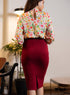 Body Con Ponte Skirt - Maroon